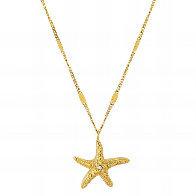 "Starfish" Necklace, 18K Gold Plated Steel