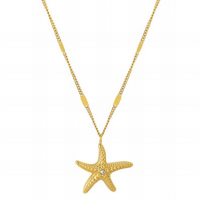 "Starfish" Necklace, 18K Gold Plated Steel