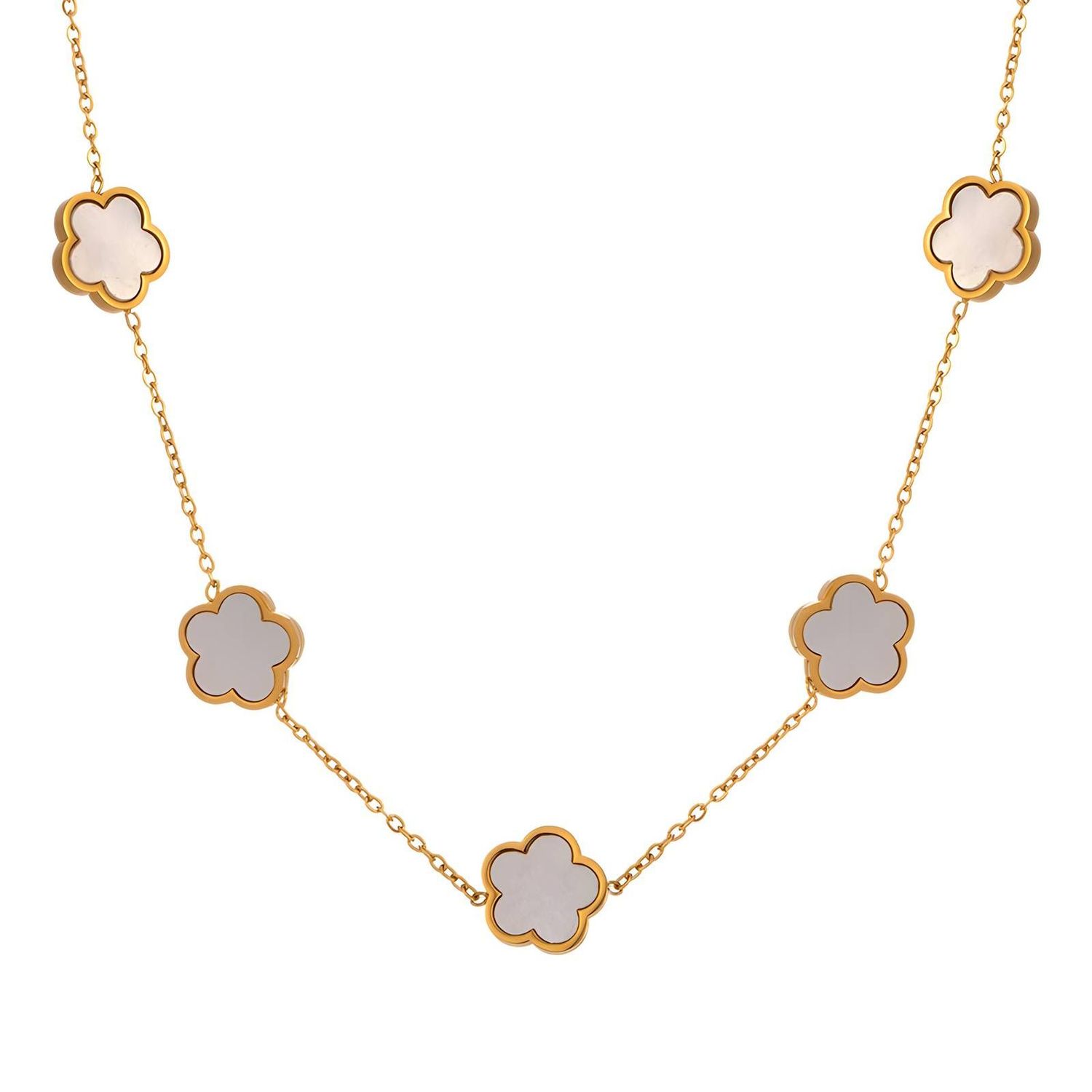 "Flower Meadow" Necklace, 18K Gold Plated Steel
