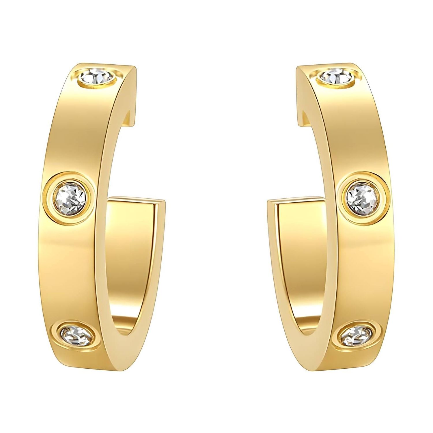 Earrings, 18K Gold Plated Steel