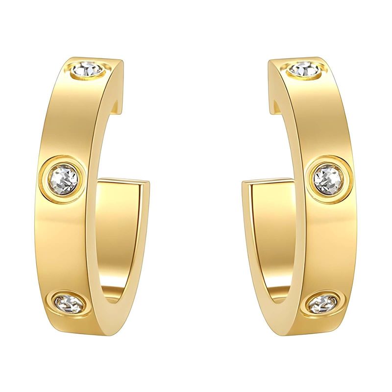 Earrings, 18K Gold Plated Steel