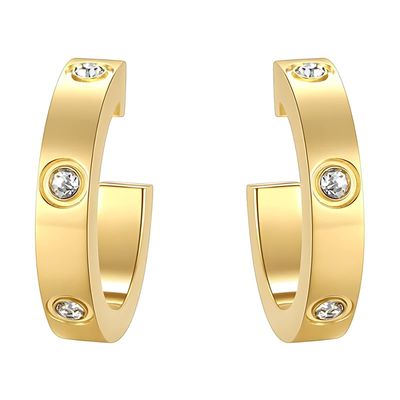 Earrings, 18K Gold Plated Steel