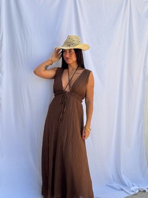 Vestido Longo Castanho