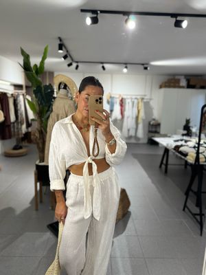 Conjunto 100% Linho - Camisa Nó + Calça