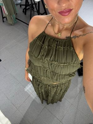 Conjunto Texturado - Top + Saia Longa