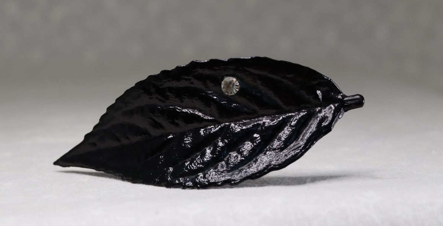 Buch & Deichmann black resin leaf brooch