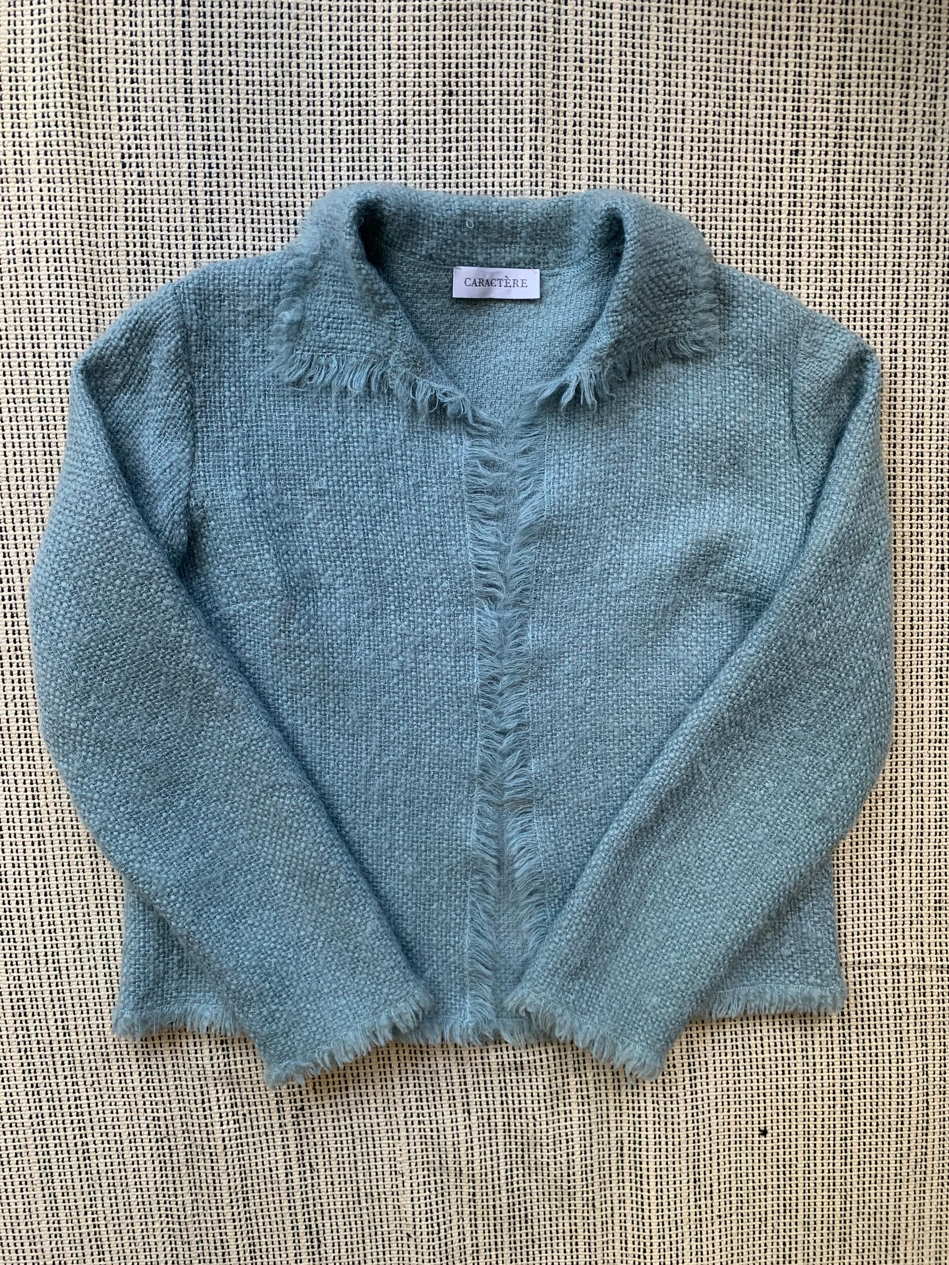 Caractère duck egg blue boxy wool jacket Size 42 UK 10