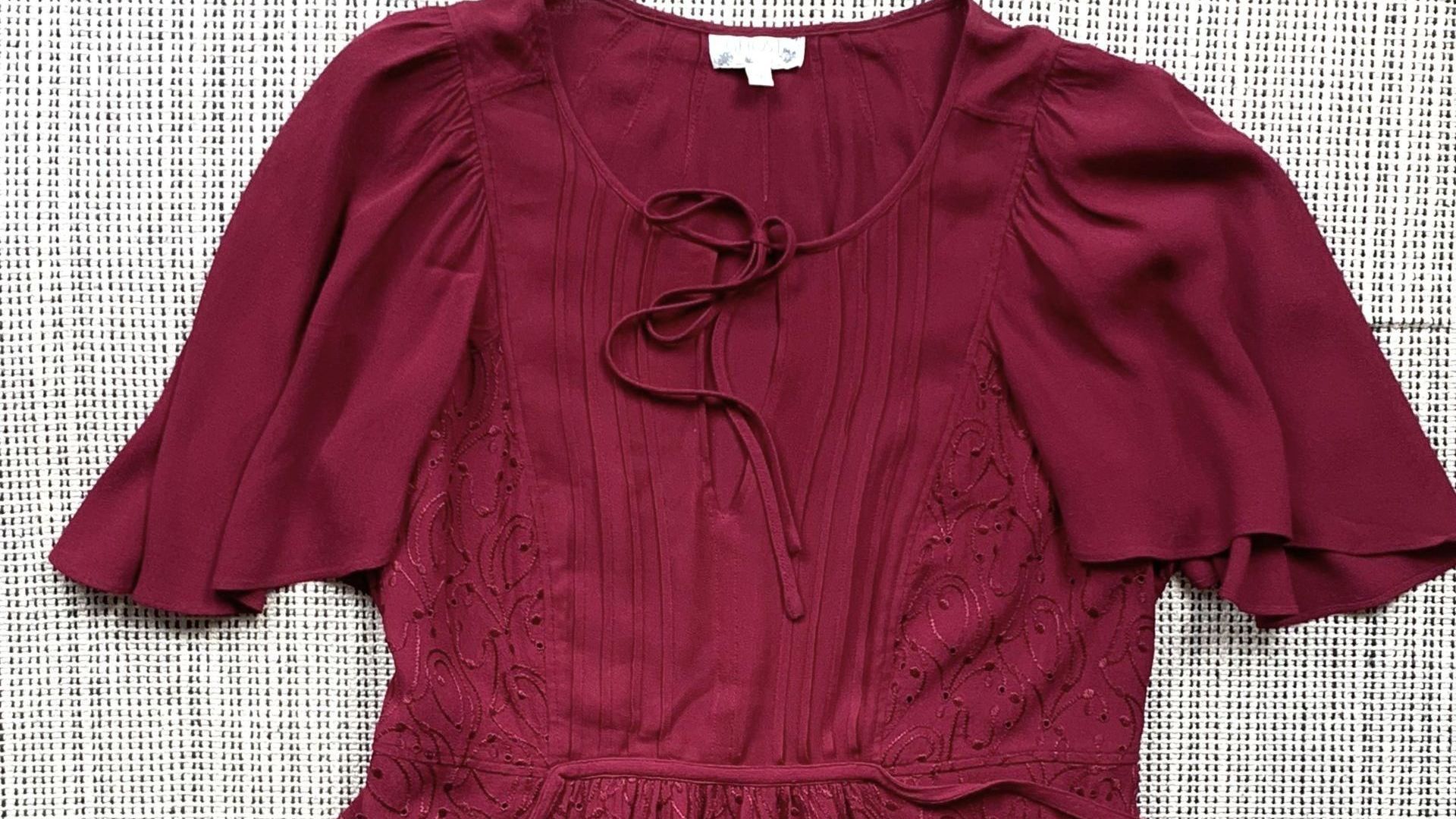 Ghost deep cerise flutter sleeve peplum top Size 12