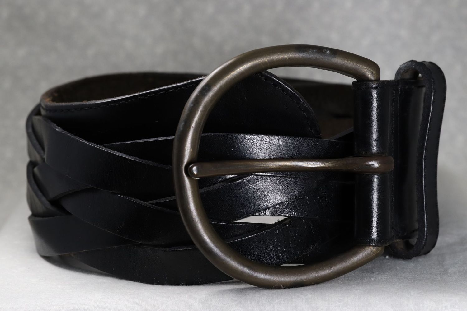 Bertie wide black woven belt