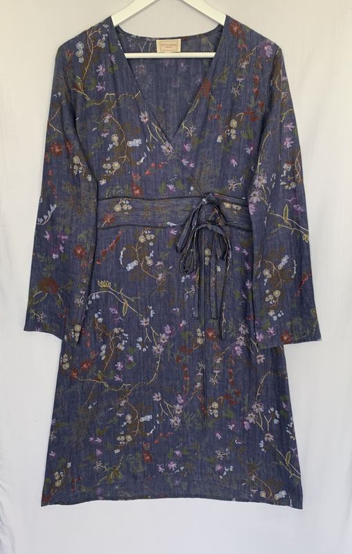 Avoca floral print linen wrap dress Size 2 UK 10