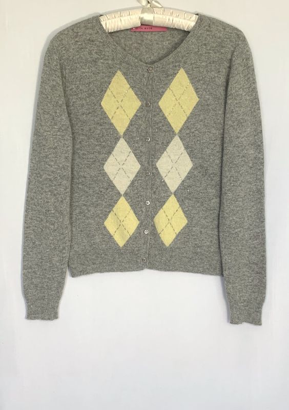 Pink Soda wool argyll pattern cardigan