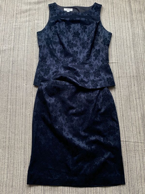 Next dark navy sleeveless top & skirt Size 10-12