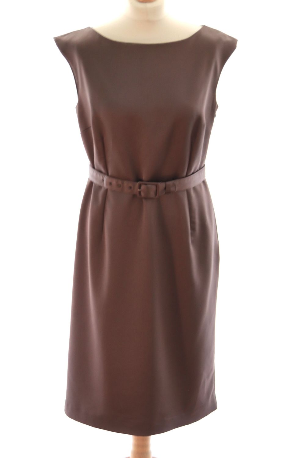 Monsoon coffee brown satin shift dress Size 14