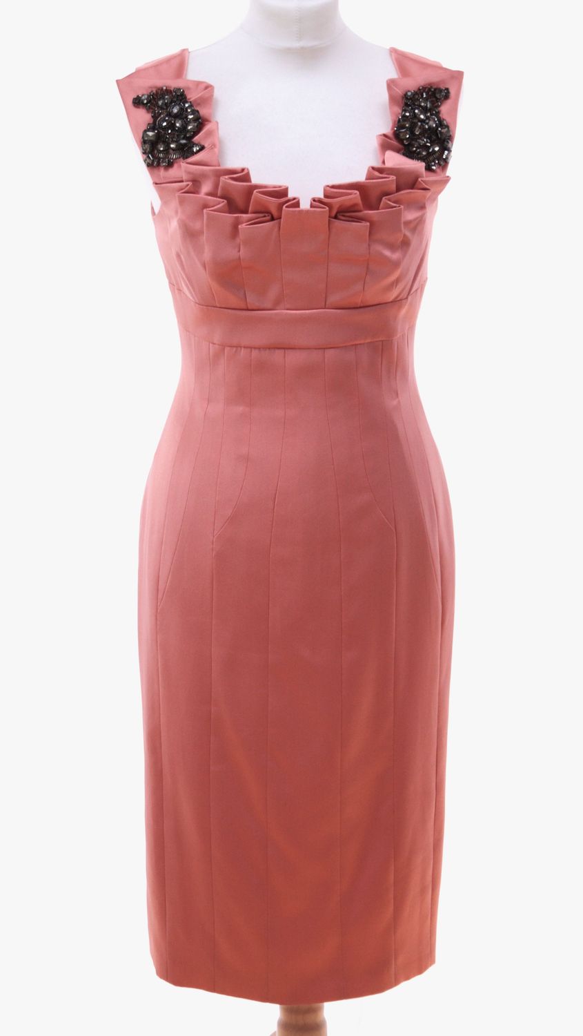 ​Karen Millen coral silk-blend dress Size UK 12