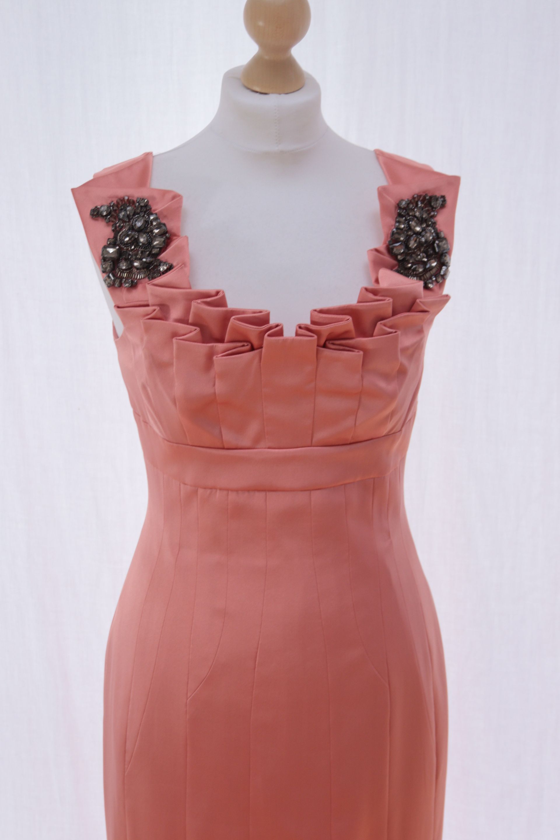 ​Karen Millen coral silk-blend dress Size UK 12