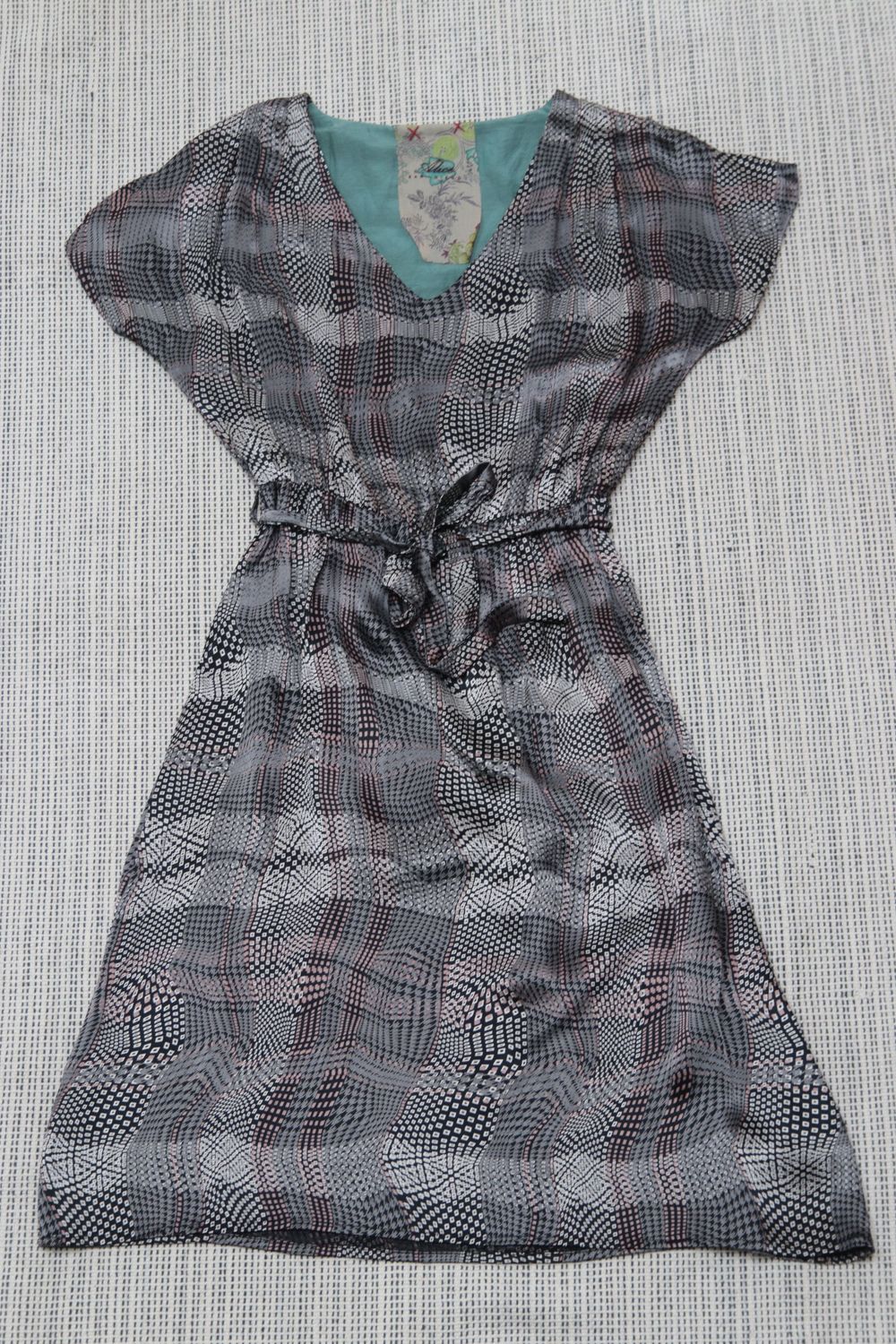 Alice San Diego grey cotton & silk-blend check pattern dress Size 44 UK