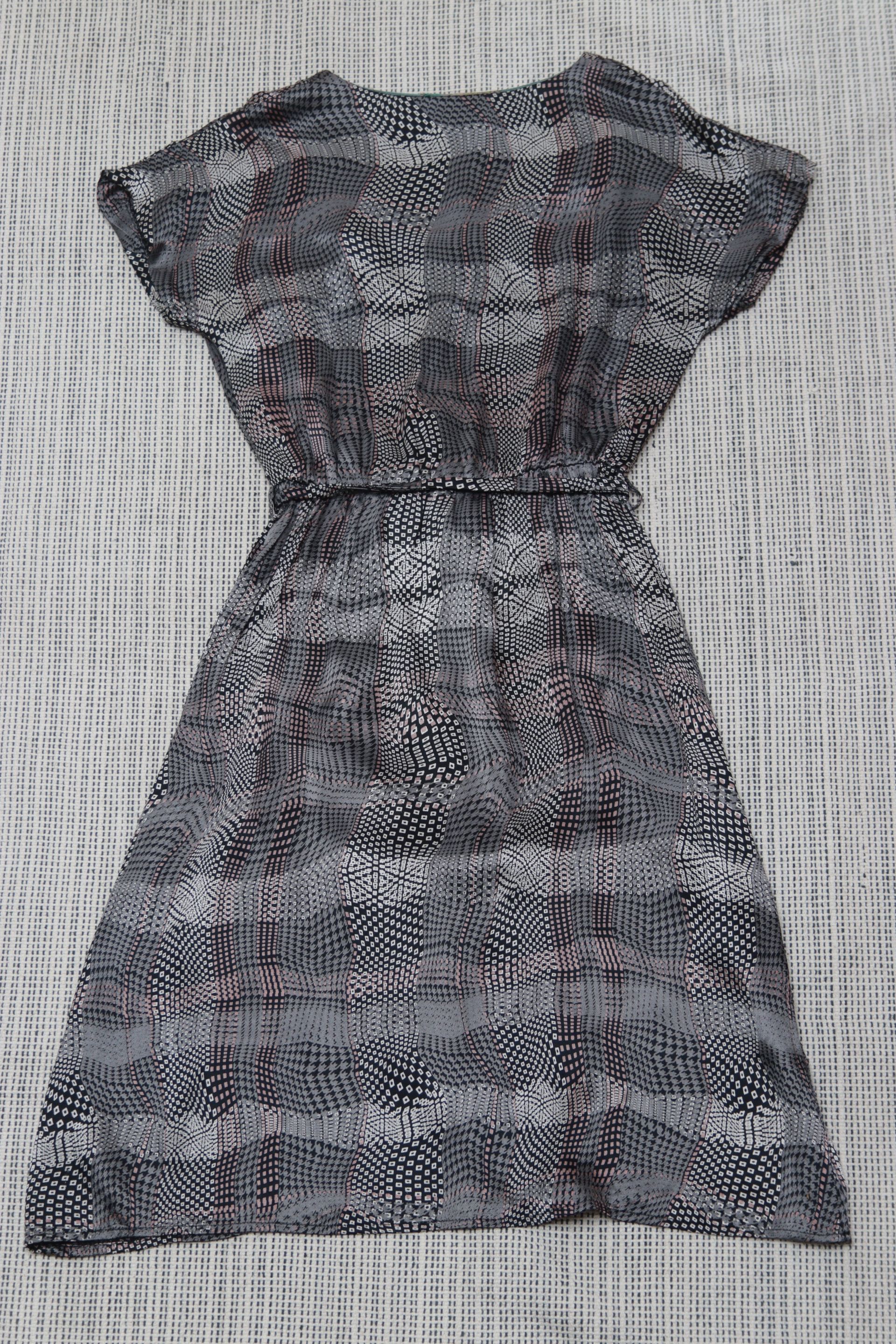 Alice San Diego grey cotton & silk-blend check pattern dress Size 44 UK