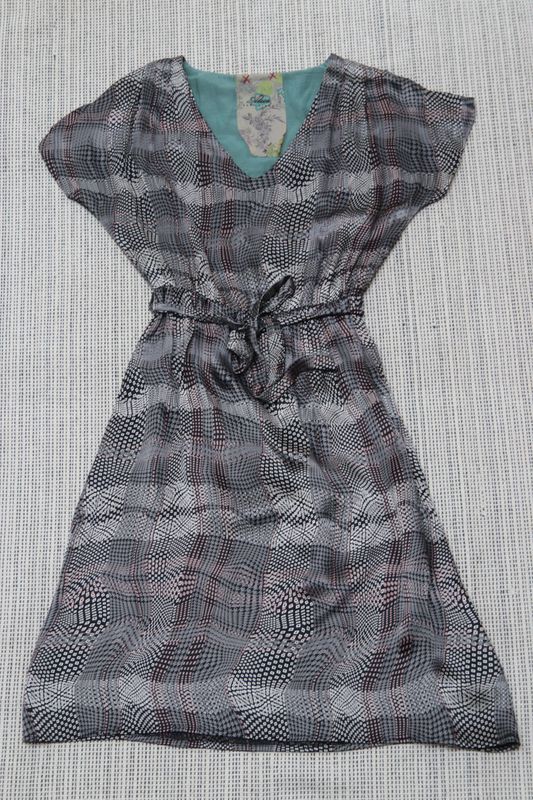 Alice San Diego grey cotton & silk-blend check pattern dress Size 44 UK