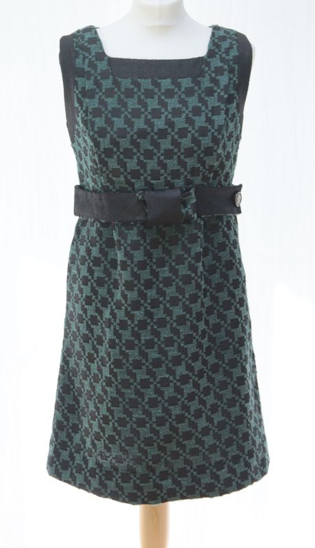 Alice San Diego green & black dogtooth shift dress Size 44 UK 12