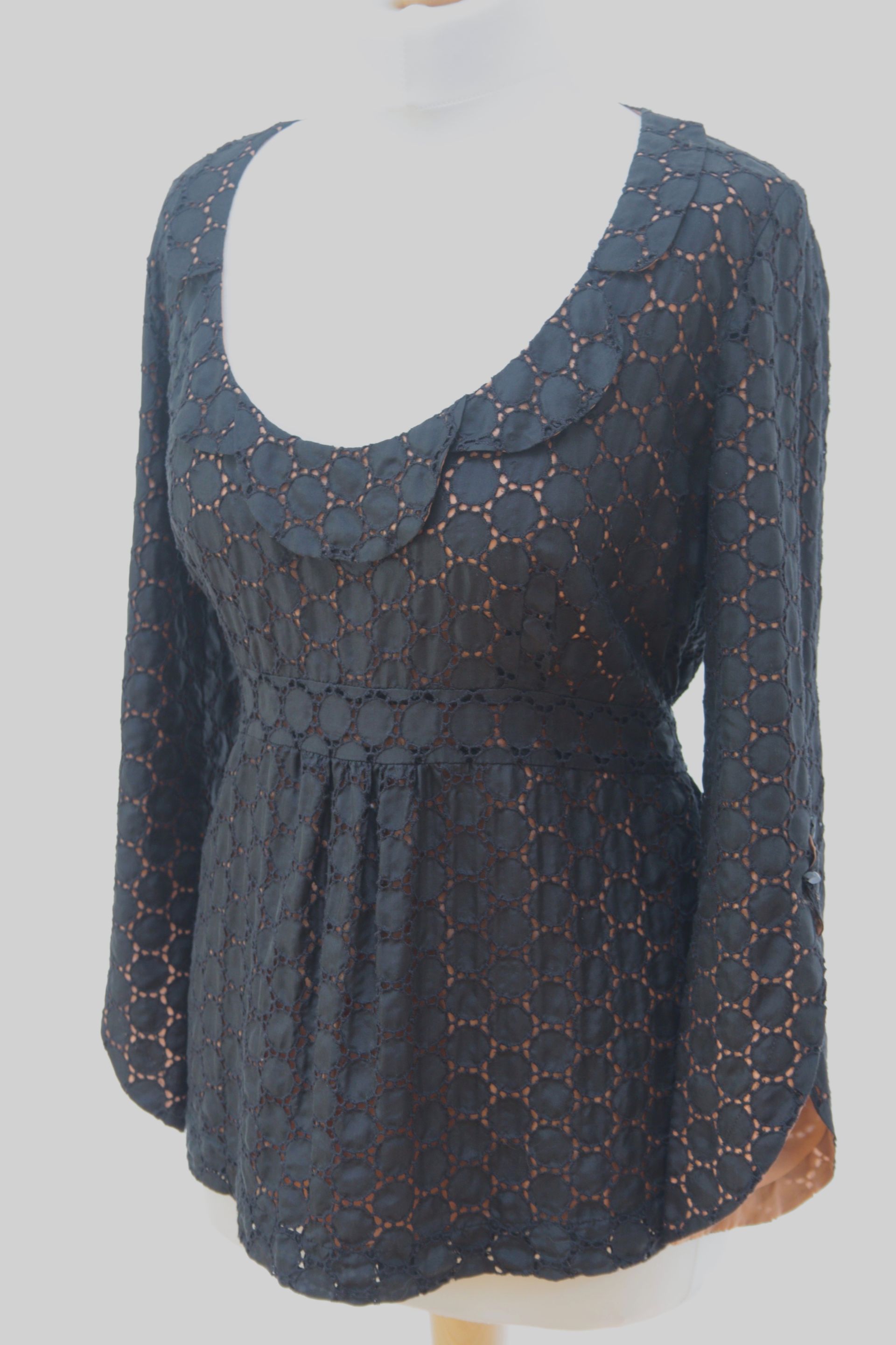 Rützou black silk scoop neck top Size 40 UK 12