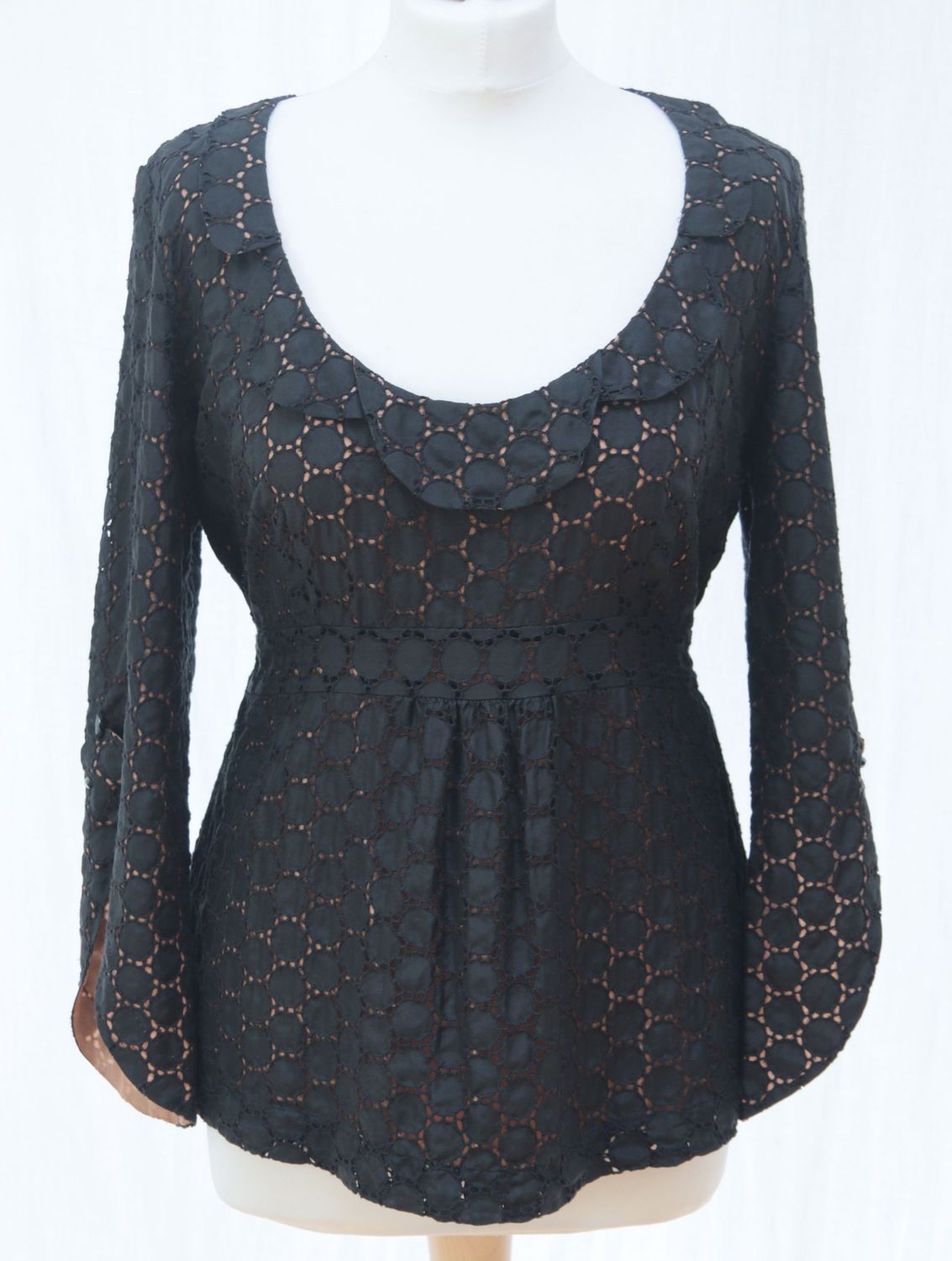 Rutzou black silk scoop neck top Size 40 UK 12