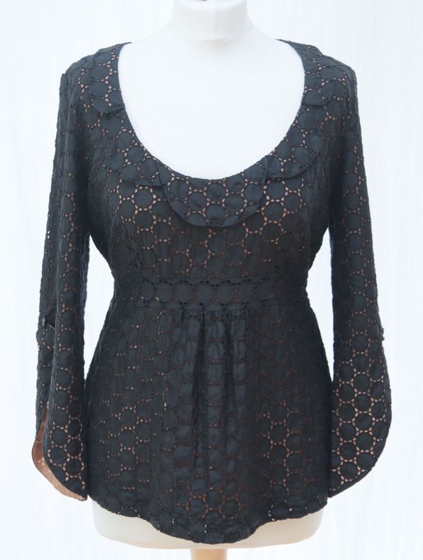 Rützou black silk scoop neck top Size 40 UK 12
