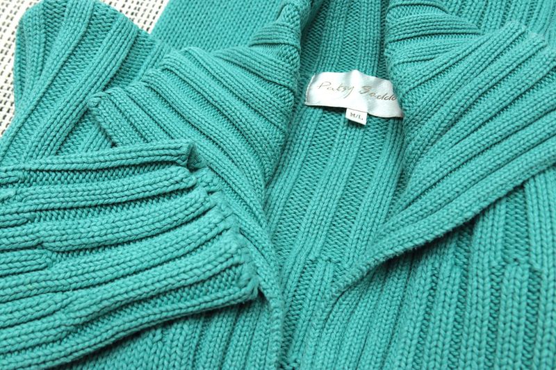 Patsy Seddon turquoise ribbed collared longline cotton jumper Size M/L UK 14