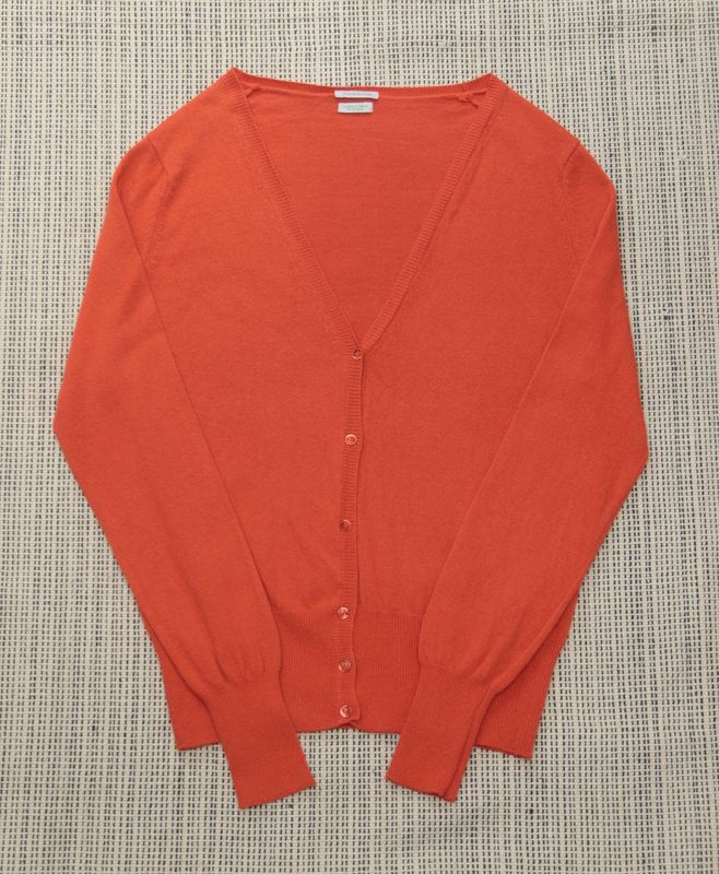 Benetton orange V-neck cardigan Size M UK 12
