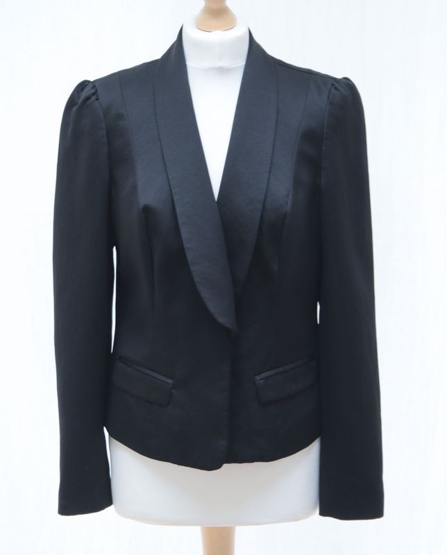 Monsoon black satin tuxedo-style blazer Size 14
