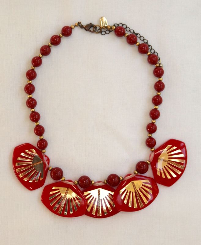 Johnny Loves Rosie red & gold necklace