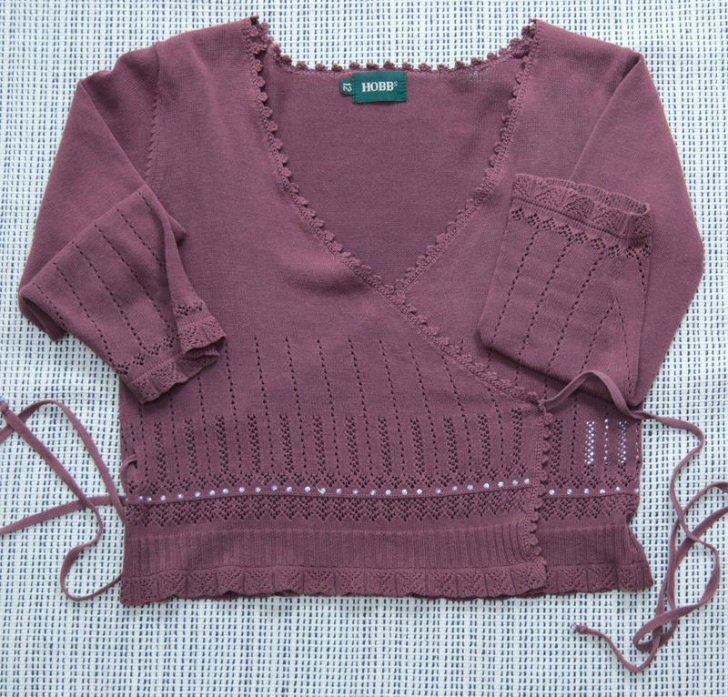 Hobbs brown cotton fine knit wrap top Size 12