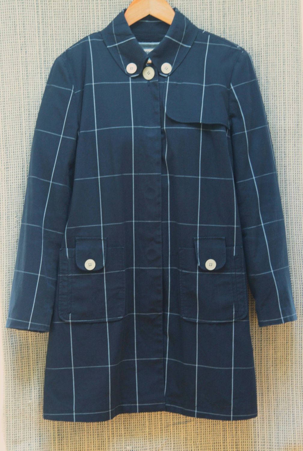 Hobbs dark blue window check coat Size 14