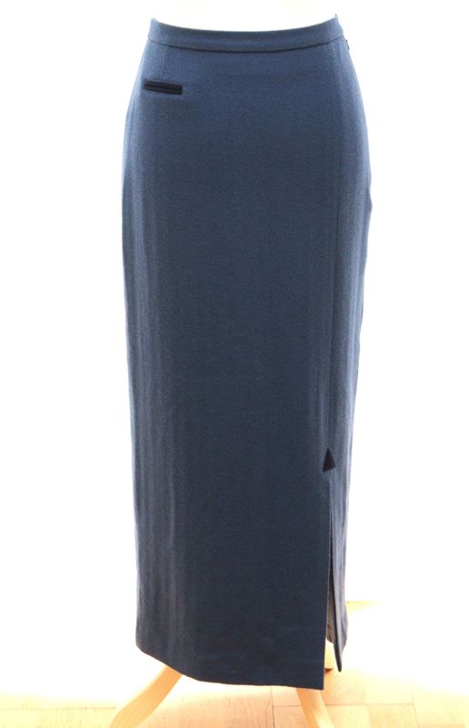 Avoca dusky blue wool herringbone column skirt Size 10