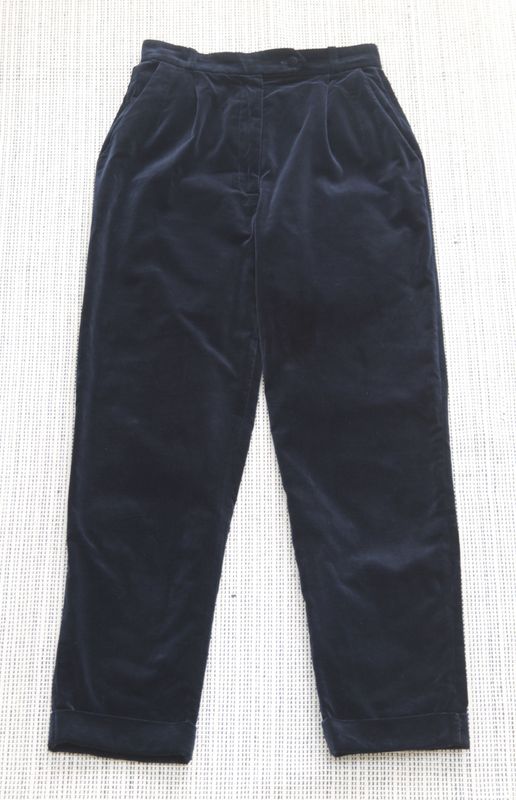 Monsoon zigzag label blue velvet trousers – UK 12 / 28" waist (fits UK 8)