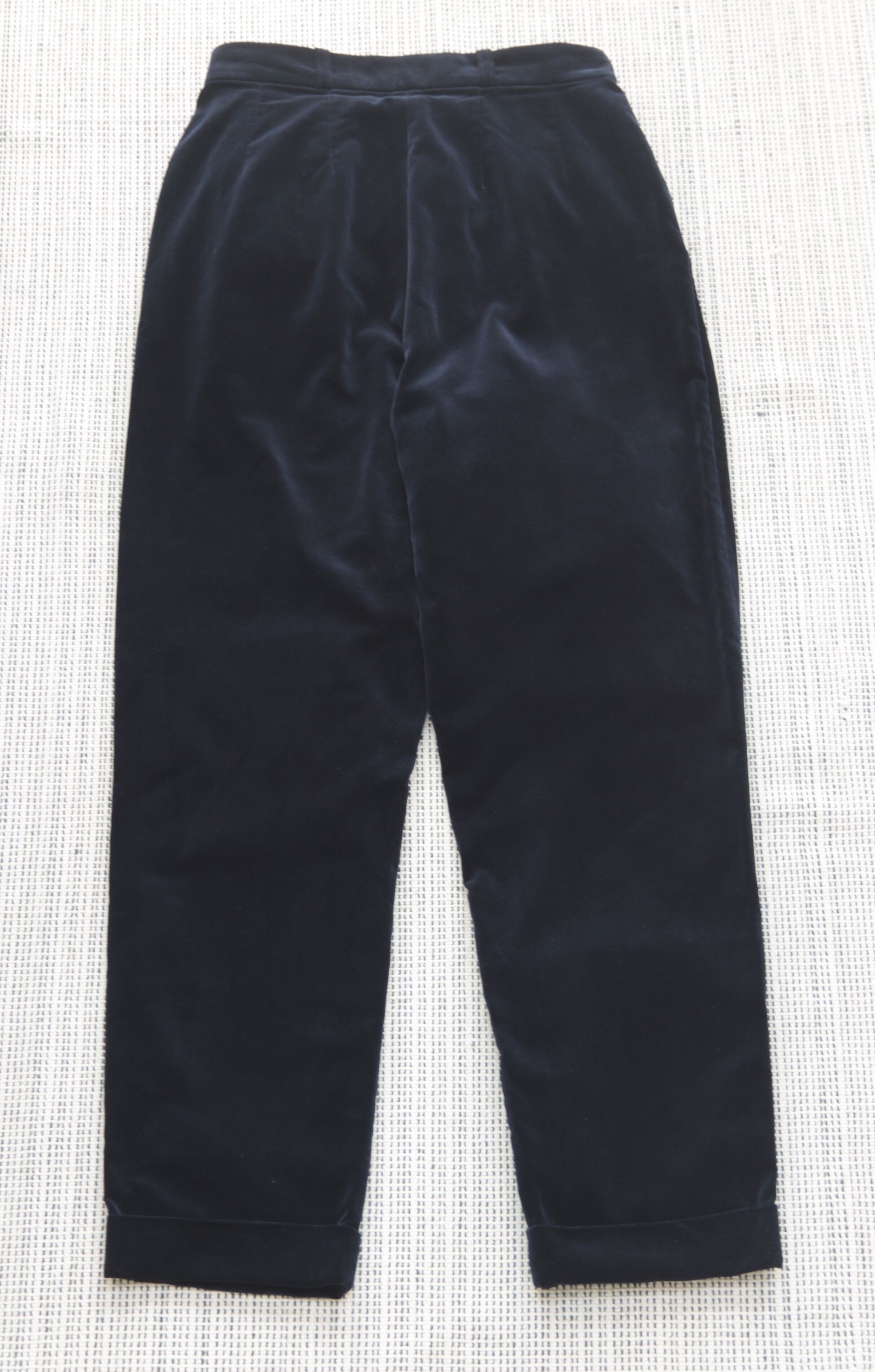 Monsoon zigzag label blue velvet trousers – UK 12 / 28