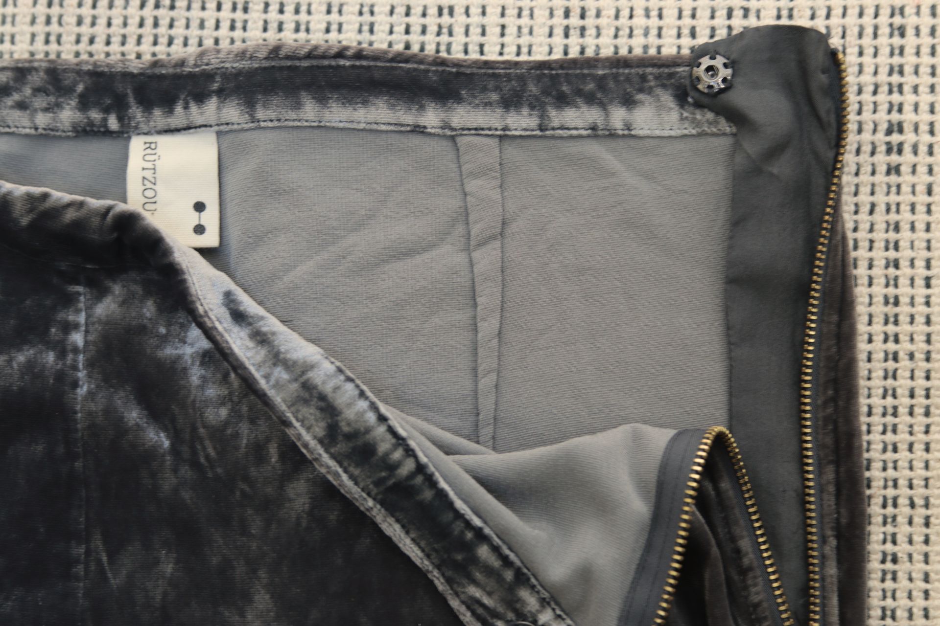 Rützou mole brown velvet leggings with gold-tone zips Size 38 UK 10