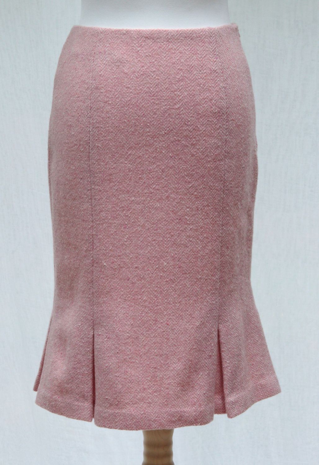 Marilyn Anselm pink wool-blend herringbone skirt Size 10