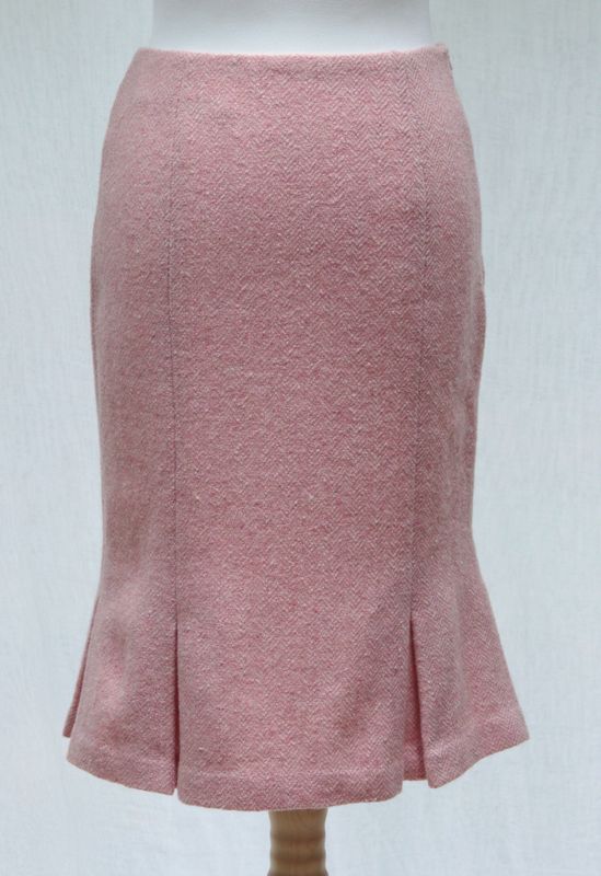 Marilyn Anselm pink wool-blend herringbone skirt Size 10