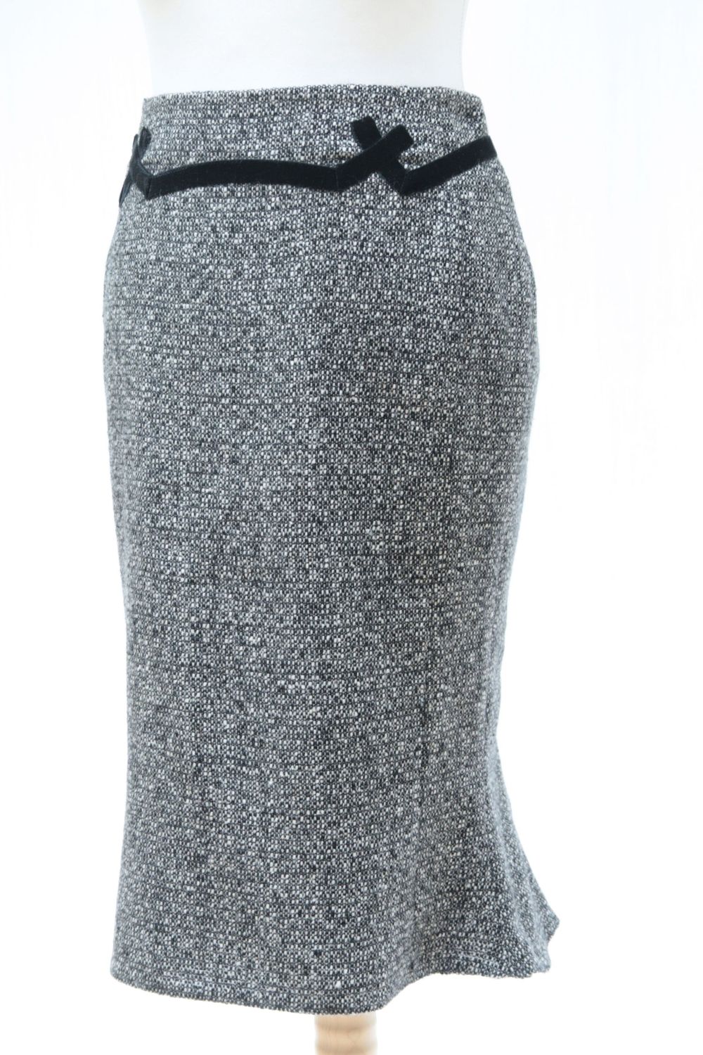 Karen Millen black & white wool-blend wiggle skirt Size 12