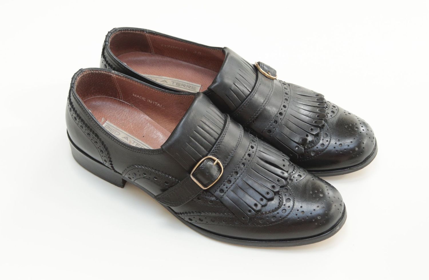 ​Pied à Terre black leather golf brogues Size 38 UK 5.5