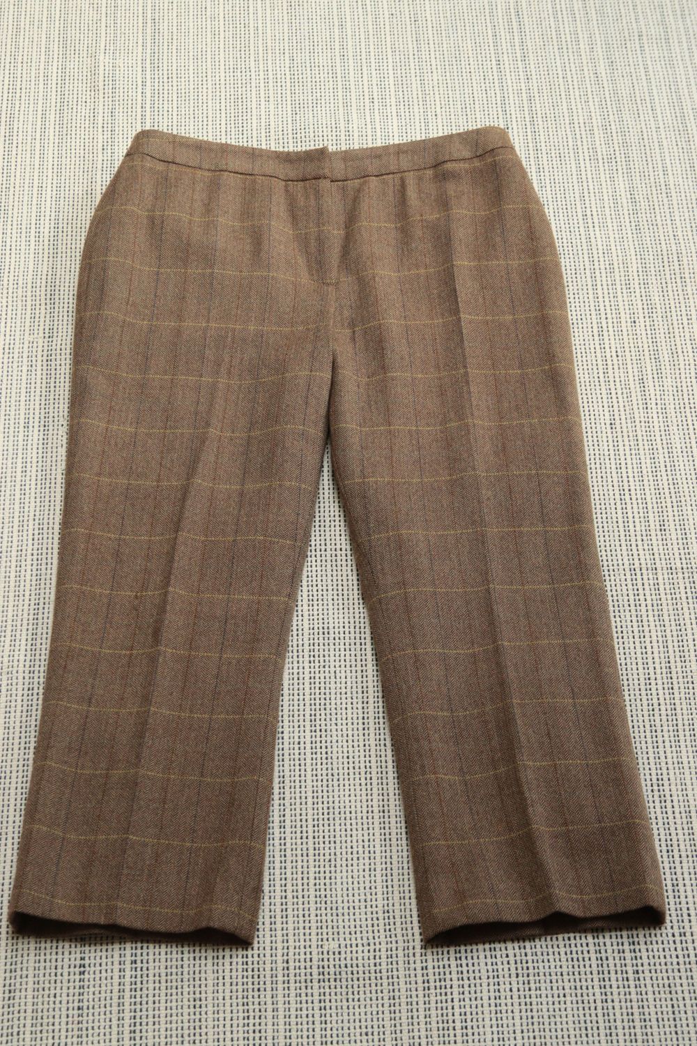 Patsy Seddon brown wool cropped trousers Size 14