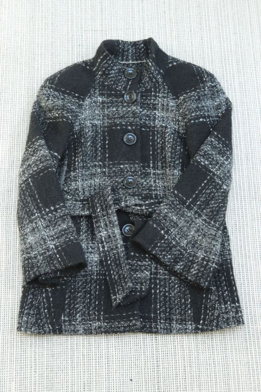 Planet black checked funnel neck belted jacket Size 8