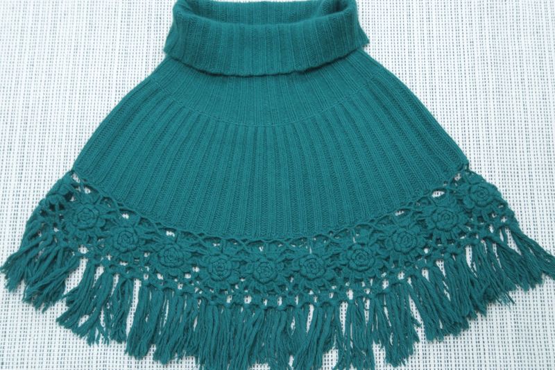 Jackpot dark teal wool blend cowl neck poncho One Size