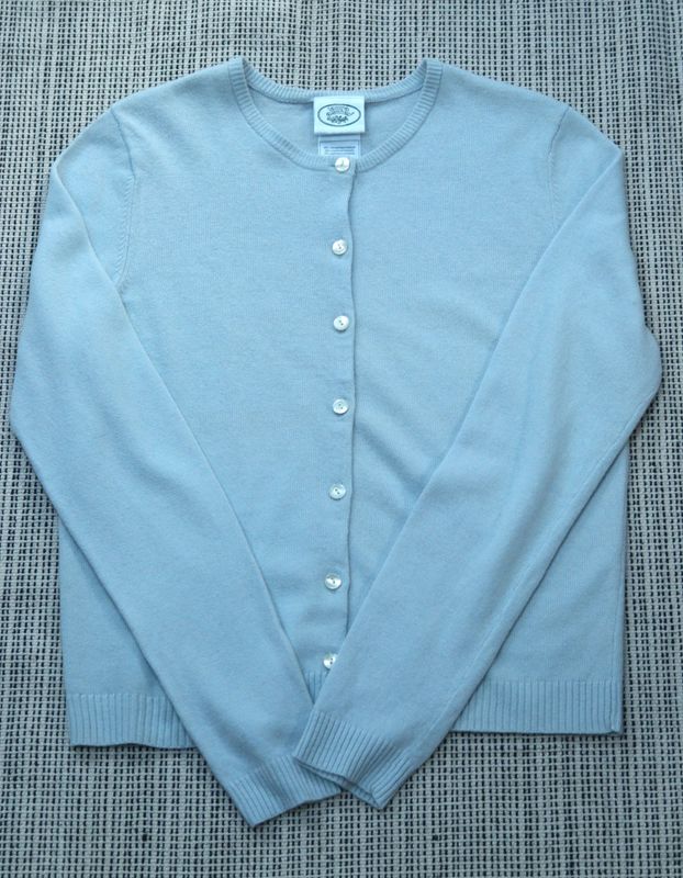 Laura Ashley pale blue crew neck wool blend cardigan Size M UK 12