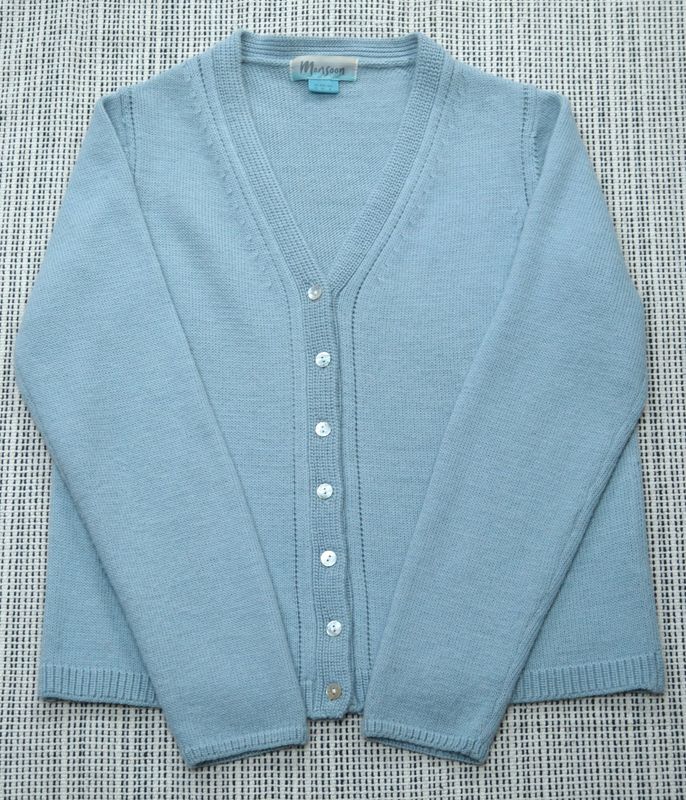 Monsoon dusky blue V-neck wool blend cardigan Size 12