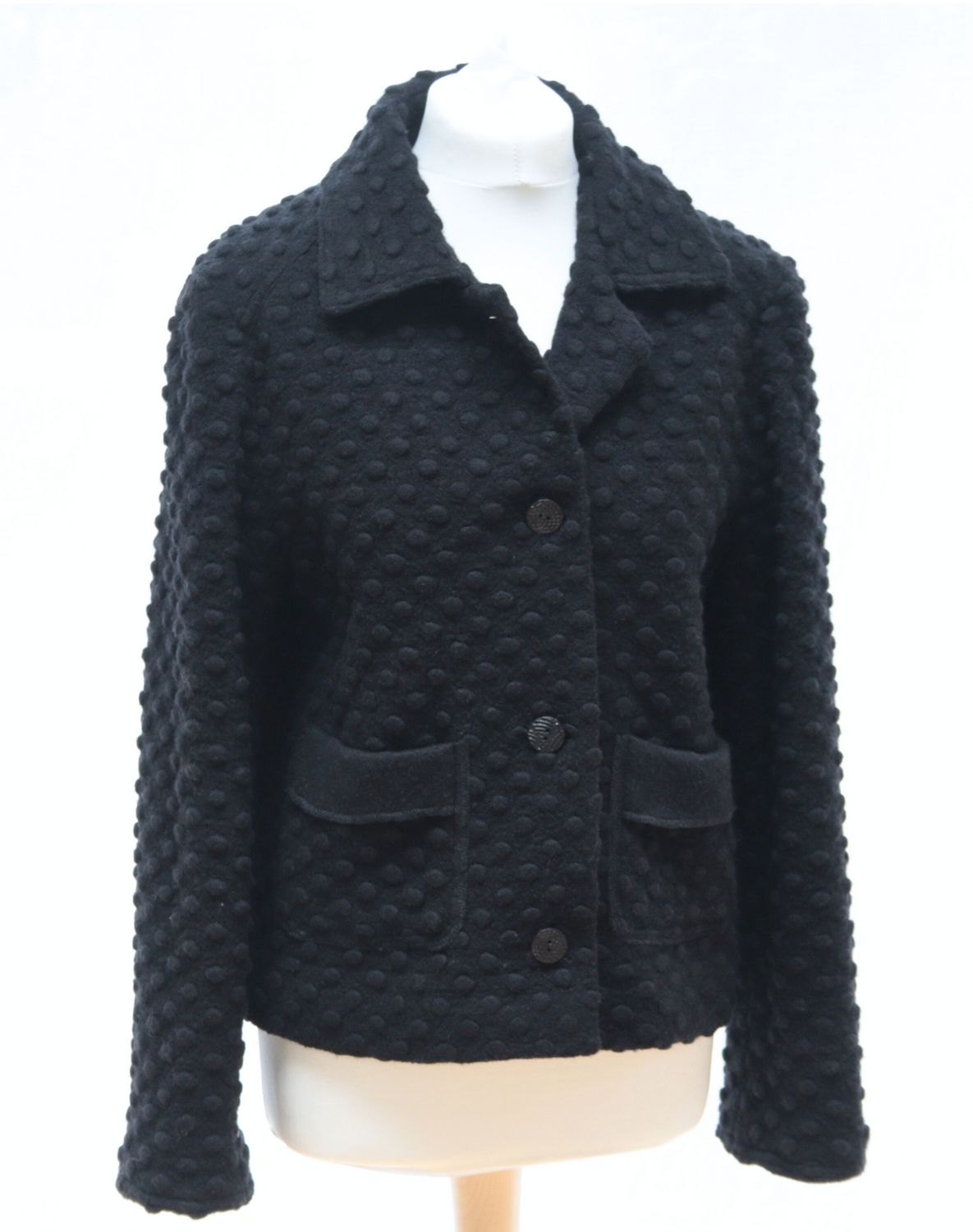 Avoca black wool jacket with bobble texture Size 10