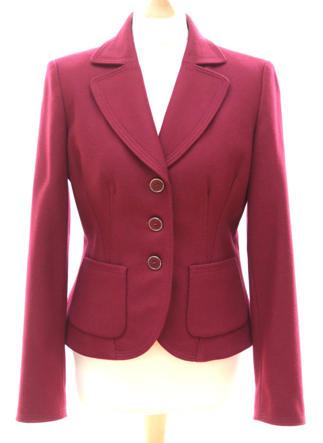 Caractère berry red-pink wool blend blazer Size 12
