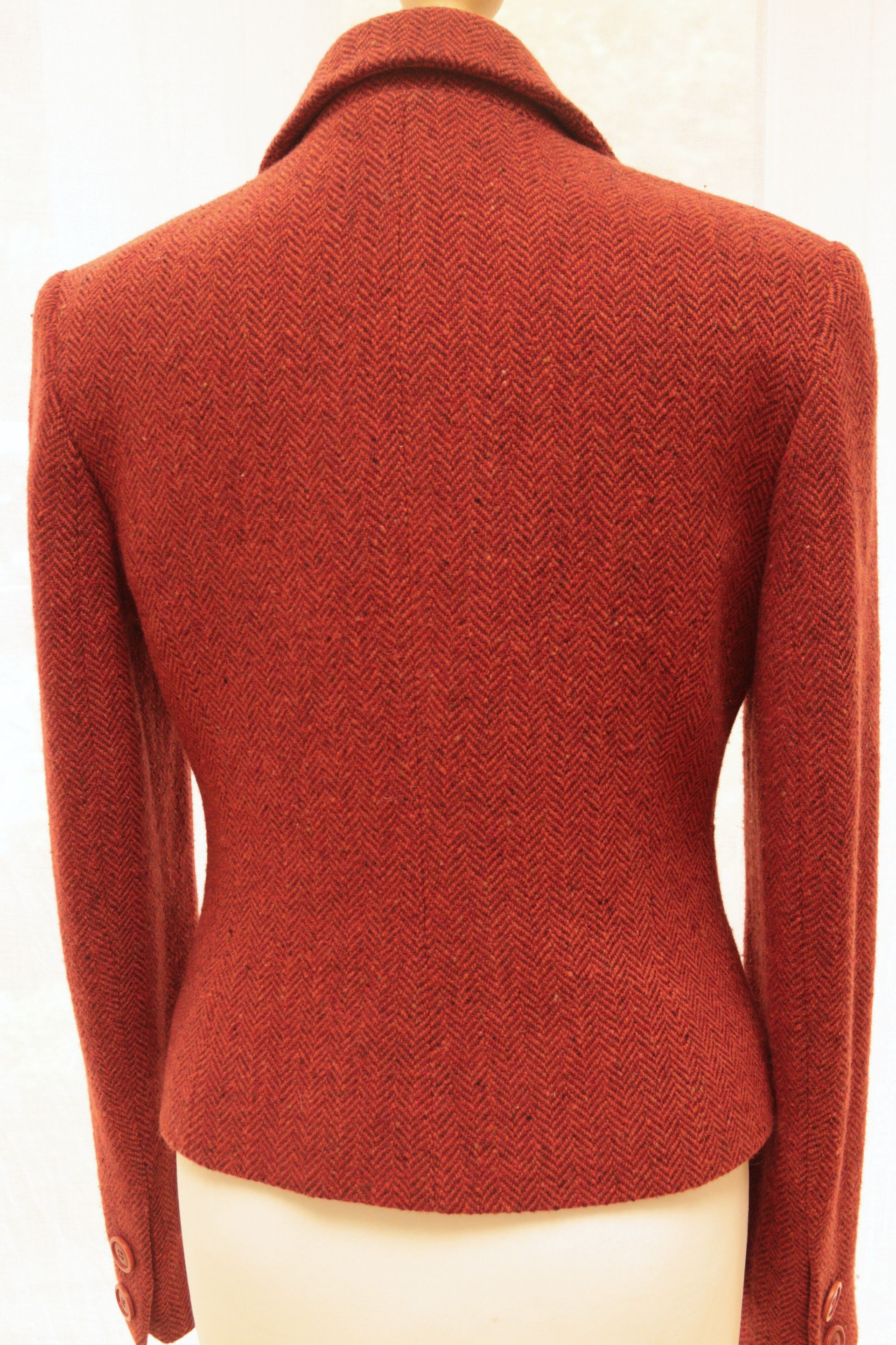 Marilyn Anselm for Hobbs red herringbone wool blend jacket Size 12