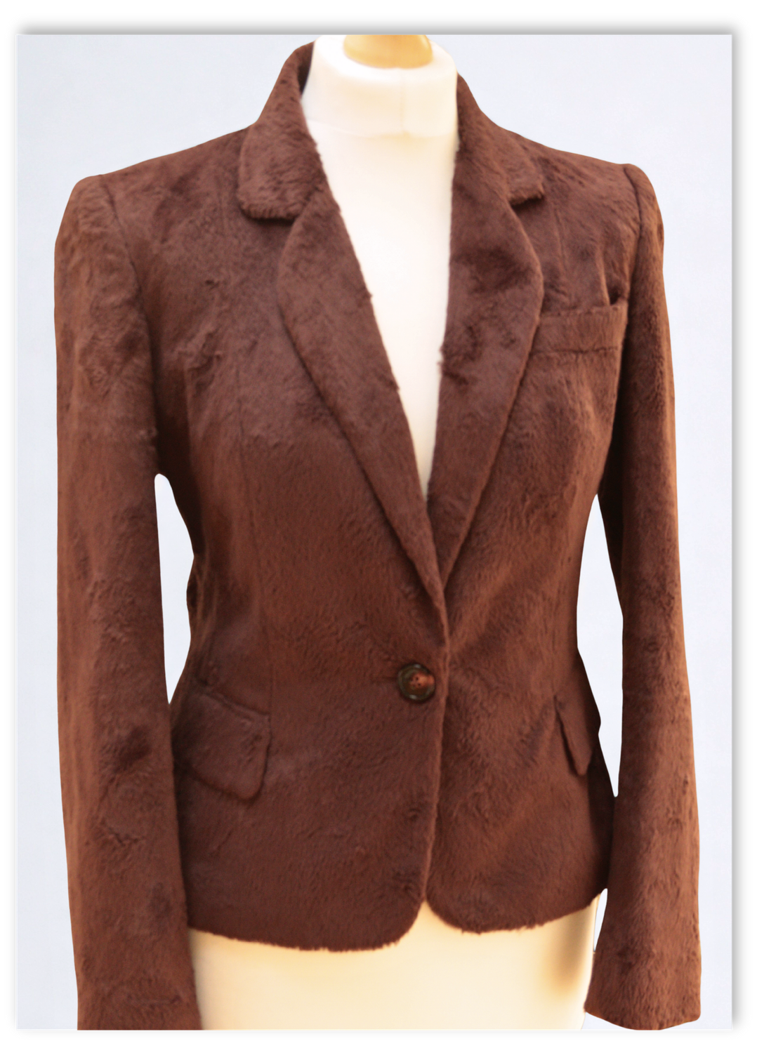 Jesiré chocolate brown faux fur blazer Size UK 8