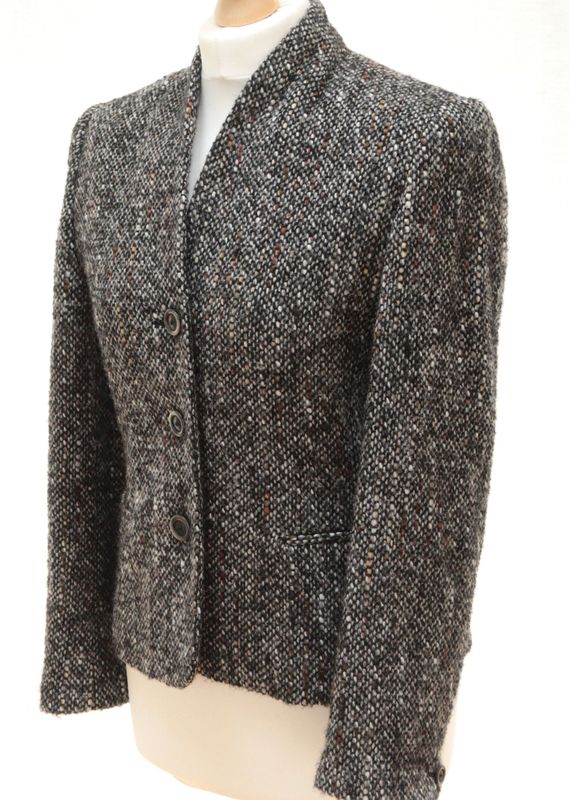 Patsy Seddon for Phase Eight flecked salt & pepper tweed jacket Size UK 10
